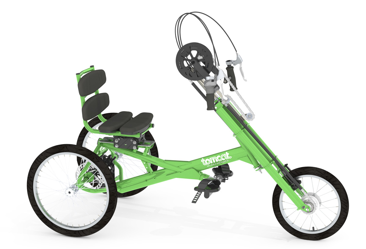 An image of a green Rotor Arrow on a white background. The bike is hand-propelled.